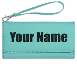 Block Name Ladies Leatherette Wallet - Laser Engraved- Teal (Personalized)