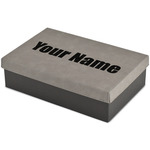 Block Name Large Gift Box w/ Engraved Leather Lid (Personalized)