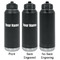Block Name Laser Engraved Water Bottles - 2 Styles - Front & Back View