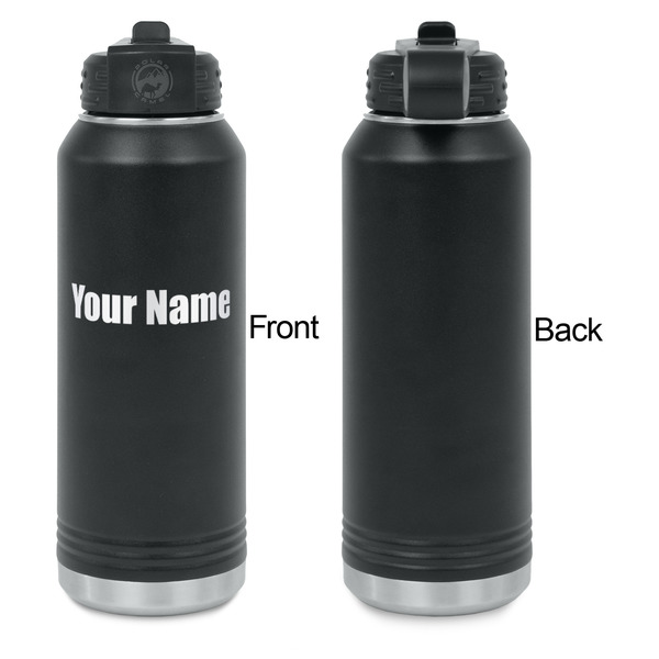 Block Name Laser Engraved Water Bottles - Front Engraving - Front & Back View