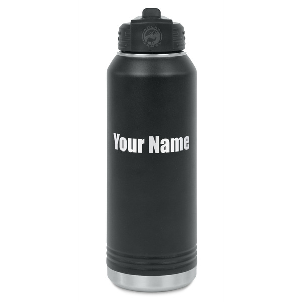 Custom Block Name Water Bottle - Laser Engraved - Front (Personalized)