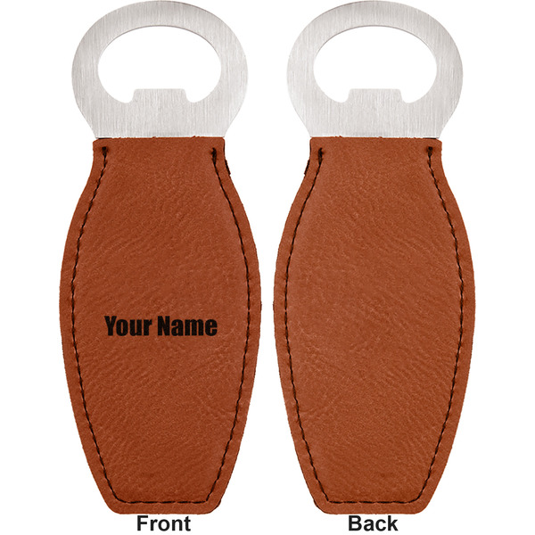 Block Name Leather Bar Bottle Opener - Front and Back (single sided)