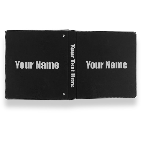Block Name Leather Binder - 1" - Black- Back Spine Front View