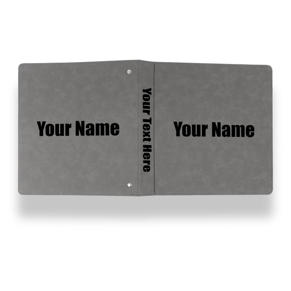 Block Name Leather Binder - 1" - Grey - Back Spine Front View