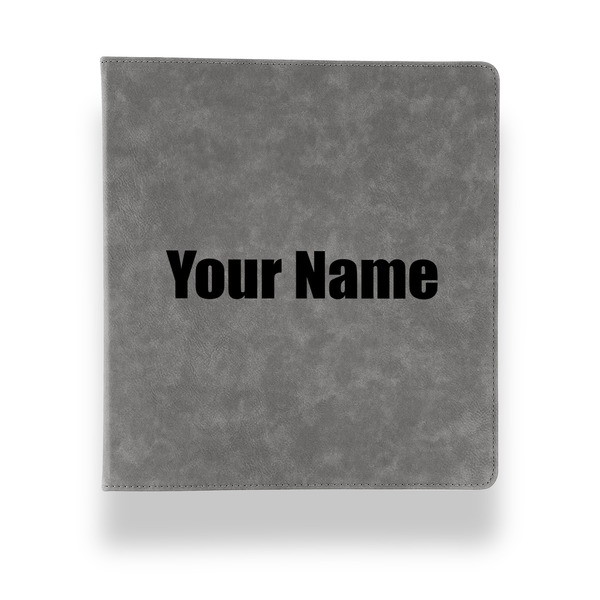 Block Name Leather Binder - 1" - Grey - Front View