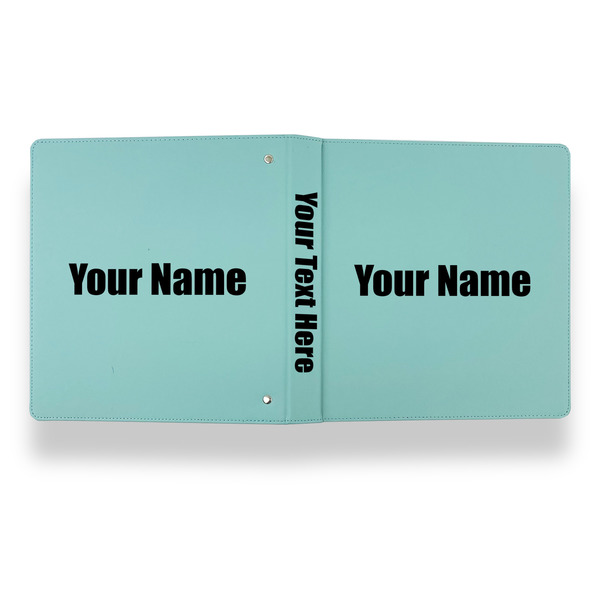 Block Name Leather Binder - 1" - Teal - Back Spine Front View