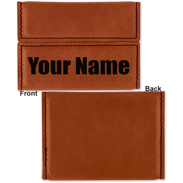 Block Name Leather Business Card Holder Front Back Single Sided - Apvl