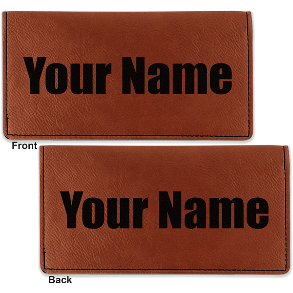 Block Name Leather Checkbook Holder Front and Back