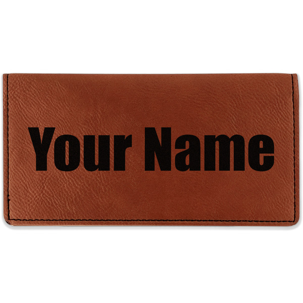 Custom Block Name Leatherette Checkbook Holder - Double Sided (Personalized)