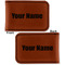 Block Name Leatherette Magnetic Money Clip - Front and Back