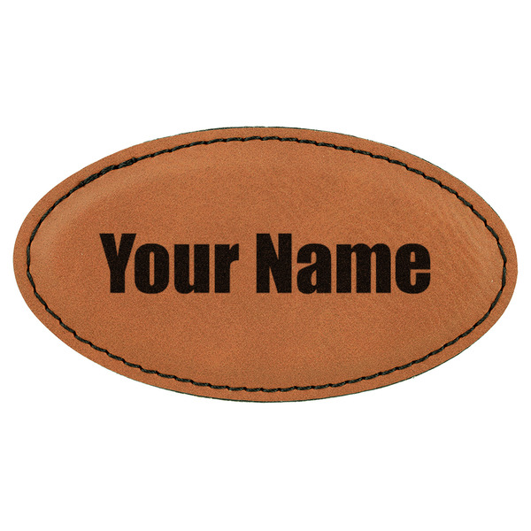 Custom Block Name Leatherette Oval Name Badge with Magnet (Personalized)