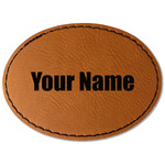 Block Name Faux Leather Iron On Patch - Oval (Personalized)