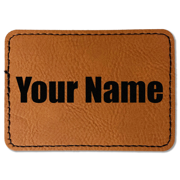 Custom Block Name Faux Leather Iron On Patch - Rectangle (Personalized)