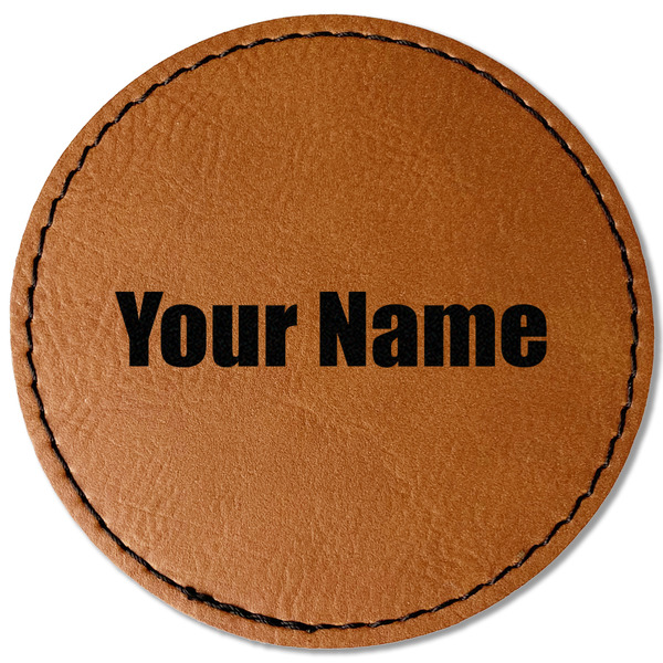 Custom Block Name Faux Leather Iron On Patch - Round (Personalized)