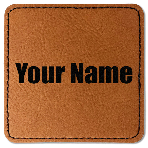 Custom Block Name Faux Leather Iron On Patch - Square (Personalized)