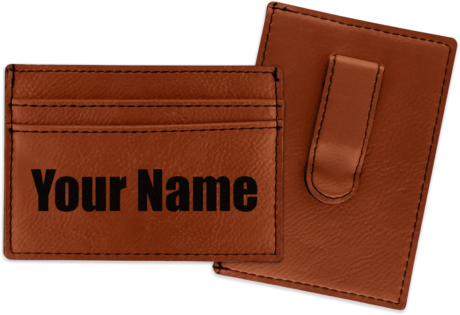 Block Name Leatherette Wallet with Money Clip (Personalized