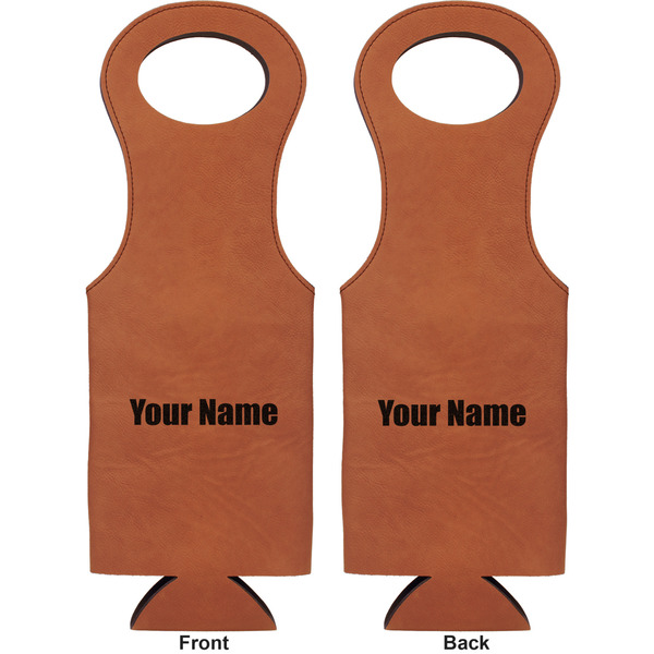 Block Name Leatherette Wine Tote Double Sided - Front and Back