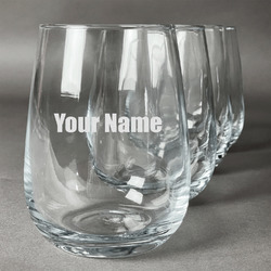 Block Name Stemless Wine Glasses (Set of 4) (Personalized)