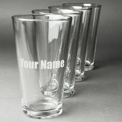 Block Name Pint Glasses - Engraved (Set of 4) (Personalized)