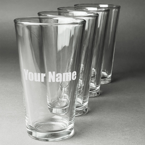 Custom Block Name Pint Glasses - Engraved (Set of 4) (Personalized)