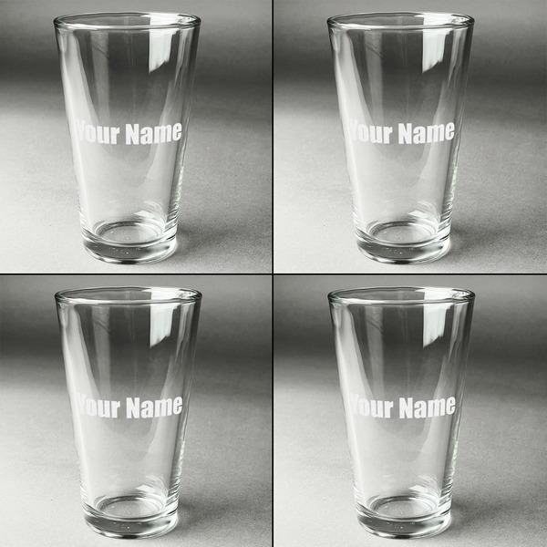 Block Name Set of Four Engraved Beer Glasses - Individual View