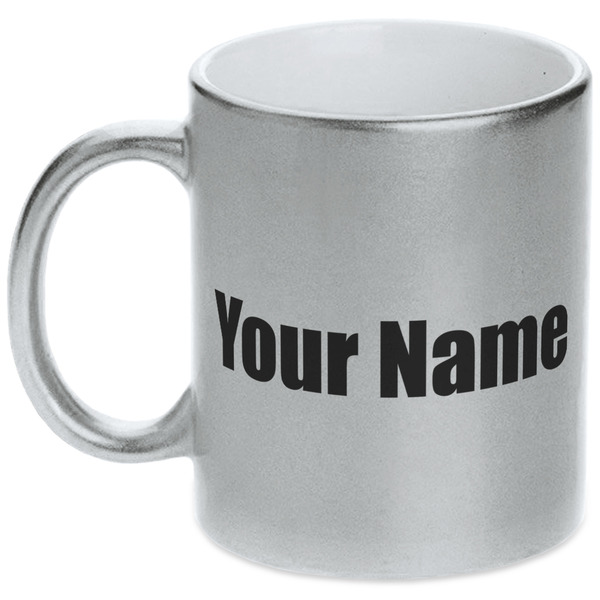 Custom Block Name Metallic Silver Mug (Personalized)