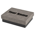 Block Name Small Gift Box w/ Engraved Leather Lid (Personalized)