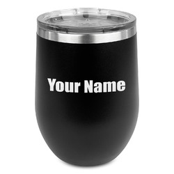 Block Name Stemless Stainless Steel Wine Tumbler - Black - Double Sided (Personalized)
