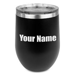 Block Name Stemless Stainless Steel Wine Tumbler - Black - Single Sided (Personalized)