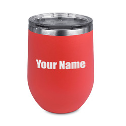 Block Name Stemless Stainless Steel Wine Tumbler - Coral - Double Sided (Personalized)