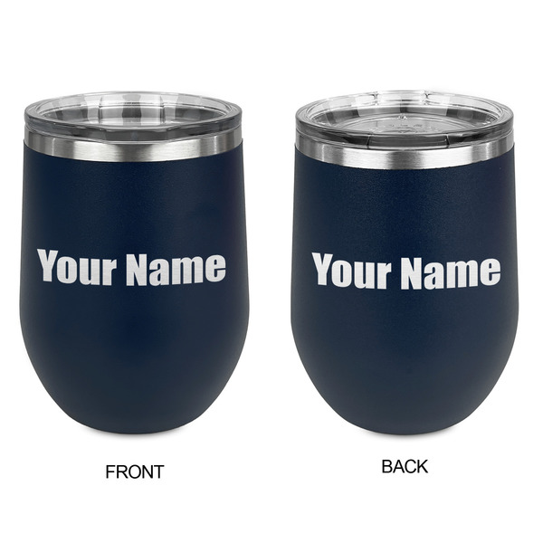 Block Name Stainless Wine Tumblers - Navy - Double Sided - Approval
