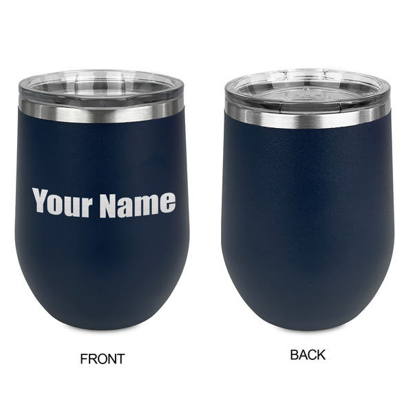 Block Name Stainless Wine Tumblers - Navy - Single Sided - Approval