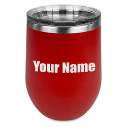 Block Name Stemless Stainless Steel Wine Tumbler - Red - Single Sided (Personalized)