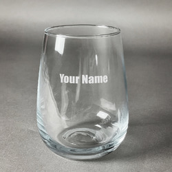 Block Name Stemless Wine Glass - Engraved (Personalized)
