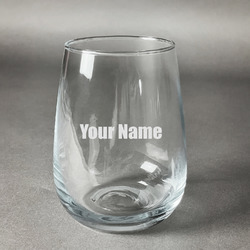 Block Name Stemless Wine Glass - Engraved (Personalized)