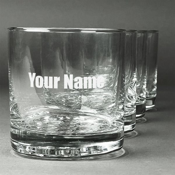 Custom Block Name Whiskey Glasses (Set of 4) (Personalized)
