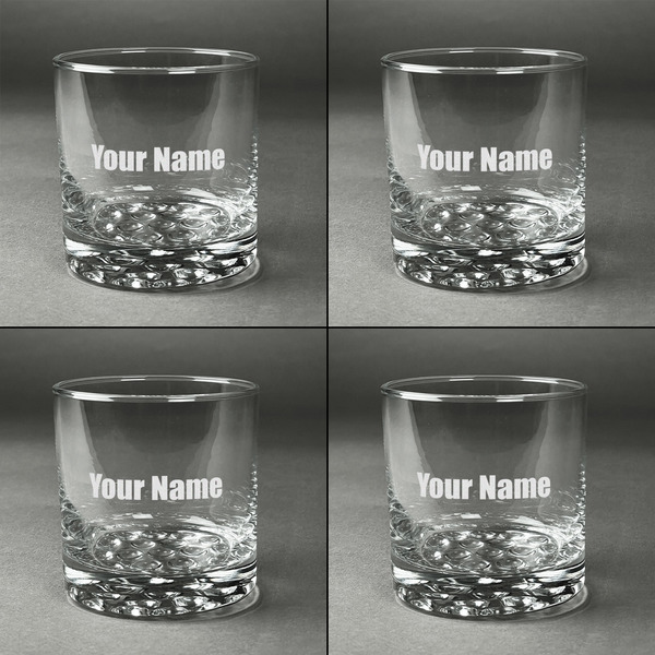 Block Name Whiskey Glasses - Set of 4 all Engraved