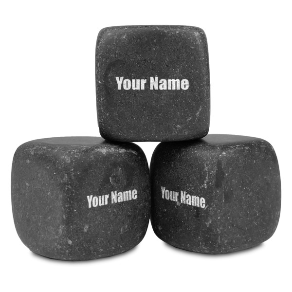 Custom Block Name Whiskey Stone Set - Set of 3 (Personalized)