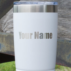 Block Name 20 oz Stainless Steel Tumbler - White - Single Sided (Personalized)