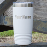 Block Name 20 oz Stainless Steel Tumbler - White - Single Sided (Personalized)