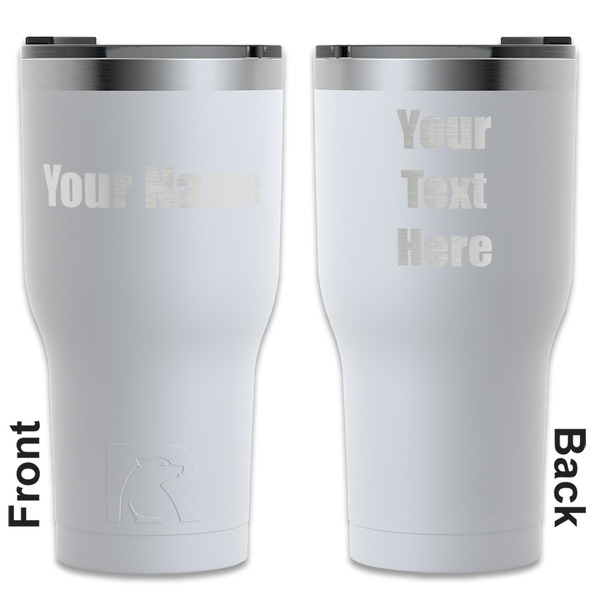 Custom Block Name RTIC Tumbler - White - Engraved Front & Back (Personalized)