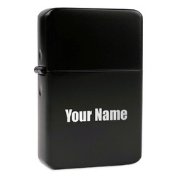 Block Name Windproof Lighter - Black - Single Sided & Lid Engraved (Personalized)