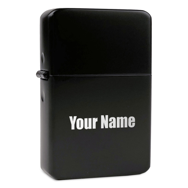 Custom Block Name Windproof Lighter - Black - Double Sided (Personalized)