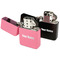 Block Name Windproof Lighters - Black & Pink - Open