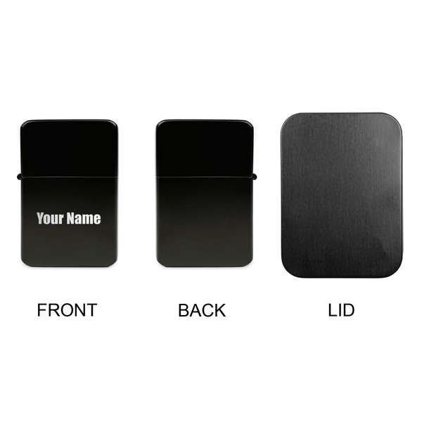 Block Name Windproof Lighters - Black, Single Sided, No Lid - APPROVAL