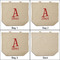 Name & Initial 3 Reusable Cotton Grocery Bags - Front & Back View