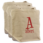 Name & Initial Reusable Cotton Grocery Bags - Set of 3 (Personalized)