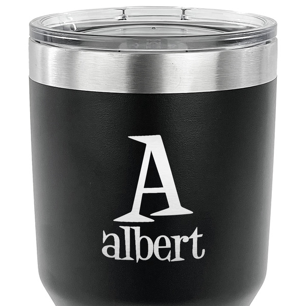 Name & Initial 30 oz Stainless Steel Ringneck Tumbler - Black - CLOSE UP