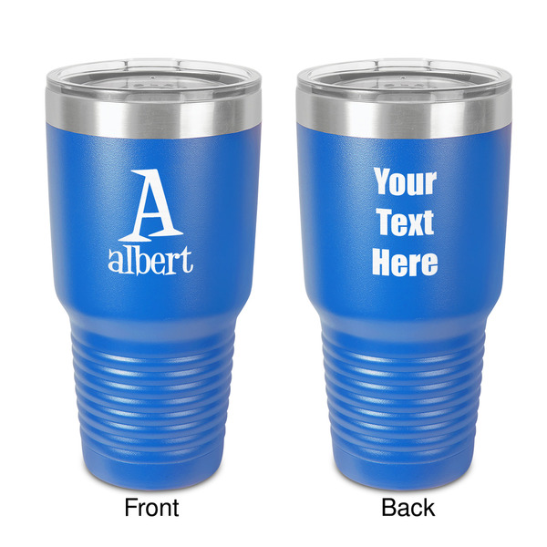 Custom Name & Initial 30 oz Stainless Steel Tumbler - Royal Blue - Double-Sided (Personalized)