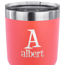 Name & Initial 30 oz Stainless Steel Tumbler - Coral - Double-Sided (Personalized)